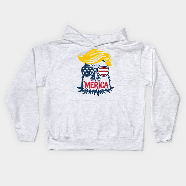 Donald Trump Eagle Merica Funny Vintage Kids Hoodie by Phylis Lynn Spencer